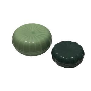 Ikea Set of 2 Round Modern Trinket Boxes Green